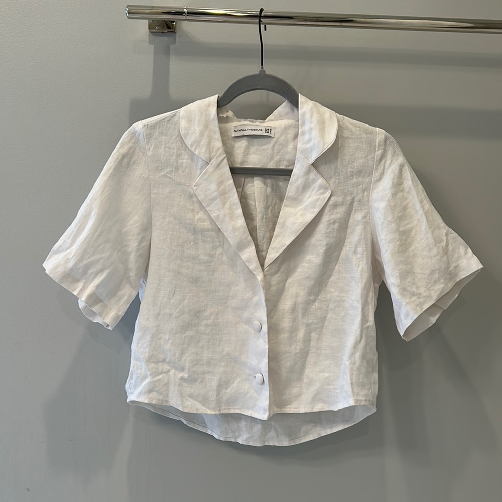 Faithfull the brand white linen shirt